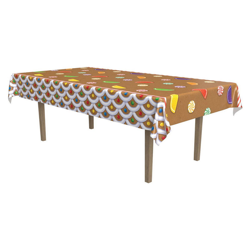 Gingerbread House Tablecover – 54" x 108" – (1/Pkg) by Beistle for Christmas and winter Table Covers - Patterned