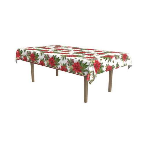 Poinsettia Tablecover – 54" x 108" – (1/Pkg) by Beistle for Christmas and winter Table Covers - Patterned
