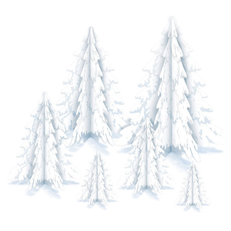 3-D Clear Plastic Winter PineTree Ctrpcs – 4"-12½" – (6/Pkg) by Beistle for Christmas and winter