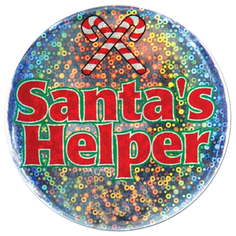 Santa's Helper Button – 3½" – (1/Card) by Beistle for Christmas and winter Buttons