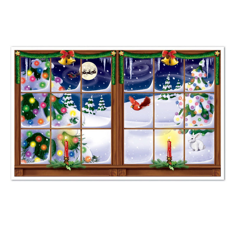 Snowy Christmas Insta-View – 3' 2" x 5' 2" – (1/Pkg) by Beistle for Christmas and winter