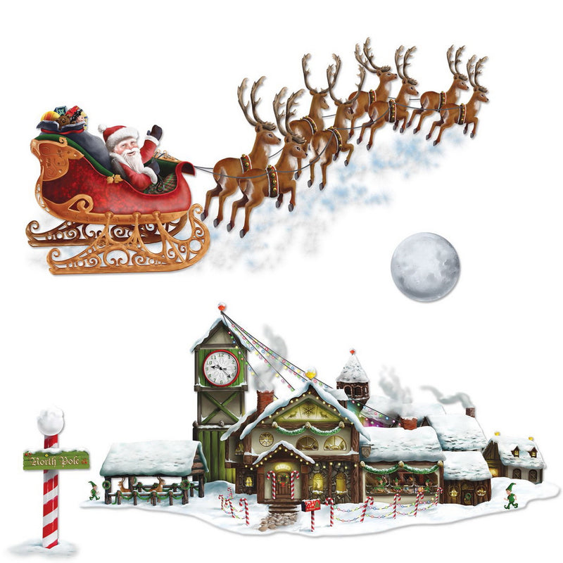 Santa's Sleigh & Workshop Props – 8"-62" – (4/Pkg) by Beistle for Christmas and winter