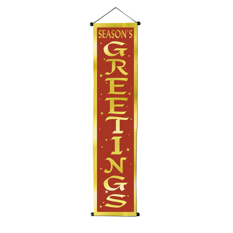 Season's Greetings Velvet-Lame Door Pnl – 12¼" x 4' 8½" – (1/Pkg) by Beistle for Christmas and winter Door Covers