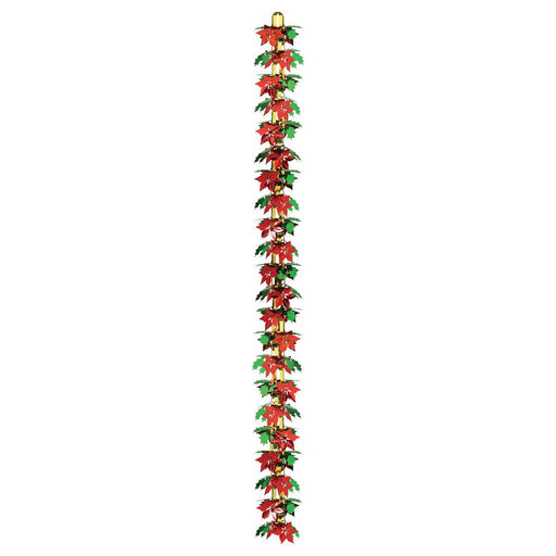 Poinsettia & Holly Garland/Column – 12" x 9' – (1/Pkg) by Beistle for Christmas and winter Metallic