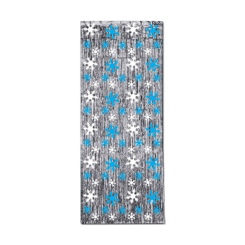Snowflake 1-Ply Gleam 'N Curtain – 8' x 3' – (1/Pkg) by Beistle for Christmas and winter Curtains