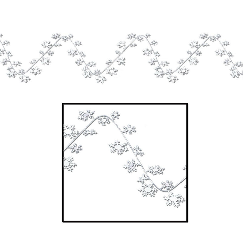 Gleam 'N Flex Snowflake Garland – 25' – (1/Card) by Beistle for Christmas and winter Wire Garland