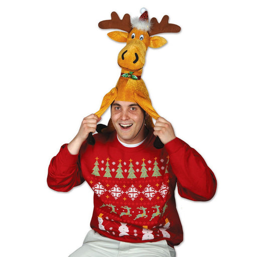 Plush Christmas Moose Hat – (1/Card) by Beistle for Christmas and winter