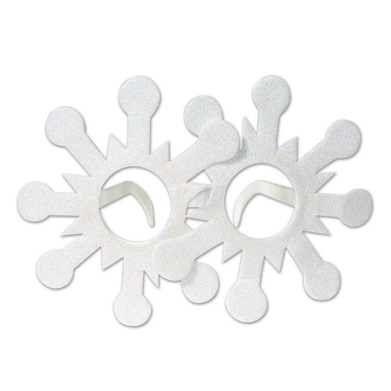 Glittered Snowflake Glasses – (1/Card) by Beistle for Christmas and winter Novelty Glasses