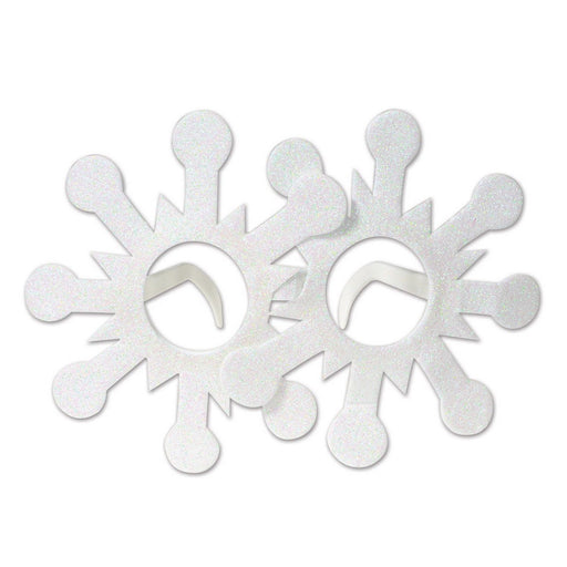 Glittered Snowflake Glasses – (1/Card) by Beistle for Christmas and winter Novelty Glasses