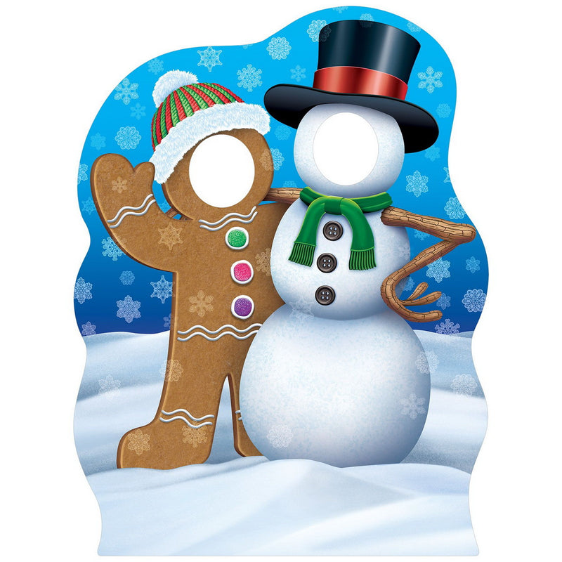 Gingerbrd Man&Snowman Phto Prop Stand-Up – 4' 1¼" x 3' 1¼" – (1/Box) by Beistle for Christmas and winter Photo Props