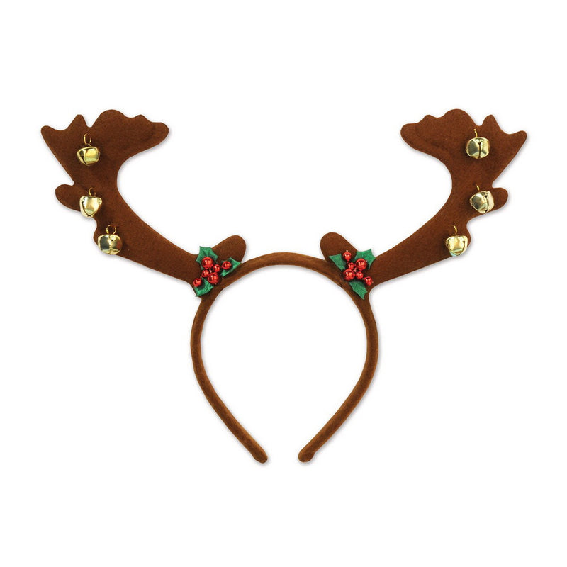 Reindeer Antlers w/Bells – (1/Card) by Beistle for Christmas and winter Boppers and Headbands