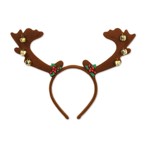 Reindeer Antlers w/Bells – (1/Card) by Beistle for Christmas and winter Boppers and Headbands