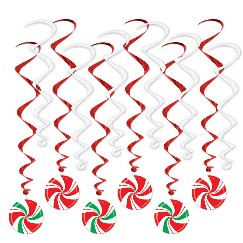 Peppermint Whirls – 17½"-33½" – (12/Pkg) by Beistle for Christmas and winter