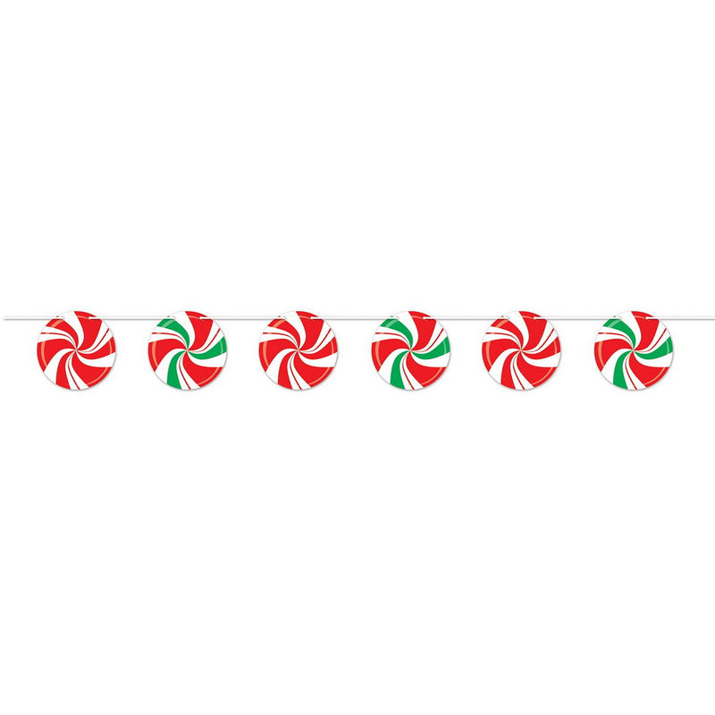 Peppermint Streamer – 7" x 8' – (1/Pkg) by Beistle for Christmas and winter Streamers