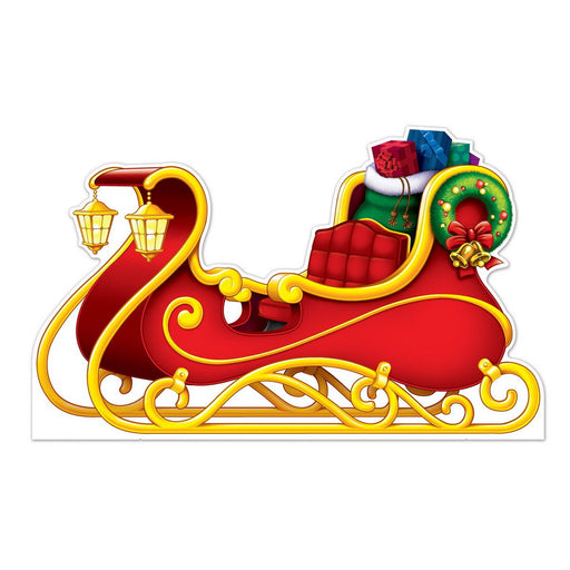 Santa's Sleigh Stand-Up – 3' 7" x 5' 10" – (1/Box) by Beistle for Christmas and winter 3-D Props