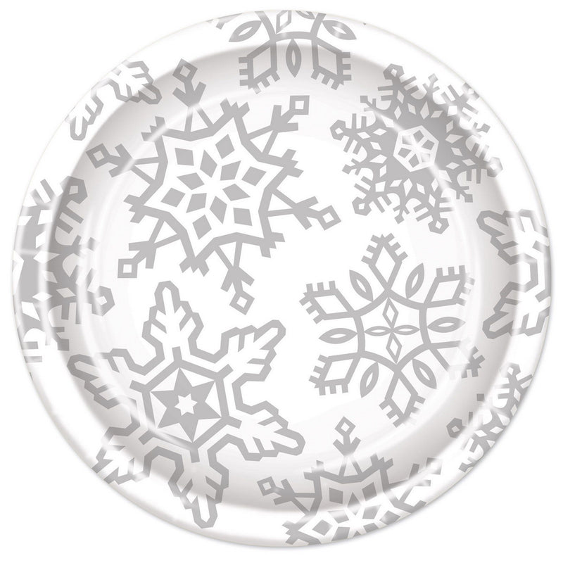 Snowflake Plates – 9" – (8/Pkg) by Beistle for Christmas and winter Plates-Dinner