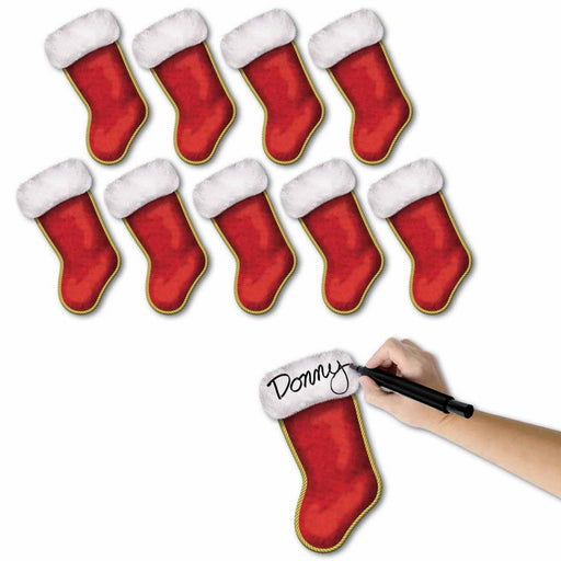 Mini Christmas Stocking Cutouts – 7¼" – (10/Pkg) by Beistle for Christmas and winter Printed