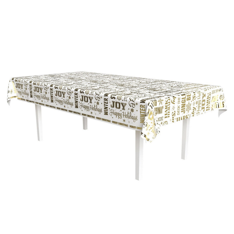 Metallic Holiday Expressions Tablecover – 54" x 108" – (1/Pkg) by Beistle for Christmas and winter Table Covers - Patterned