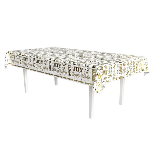 Metallic Holiday Expressions Tablecover – 54" x 108" – (1/Pkg) by Beistle for Christmas and winter Table Covers - Patterned