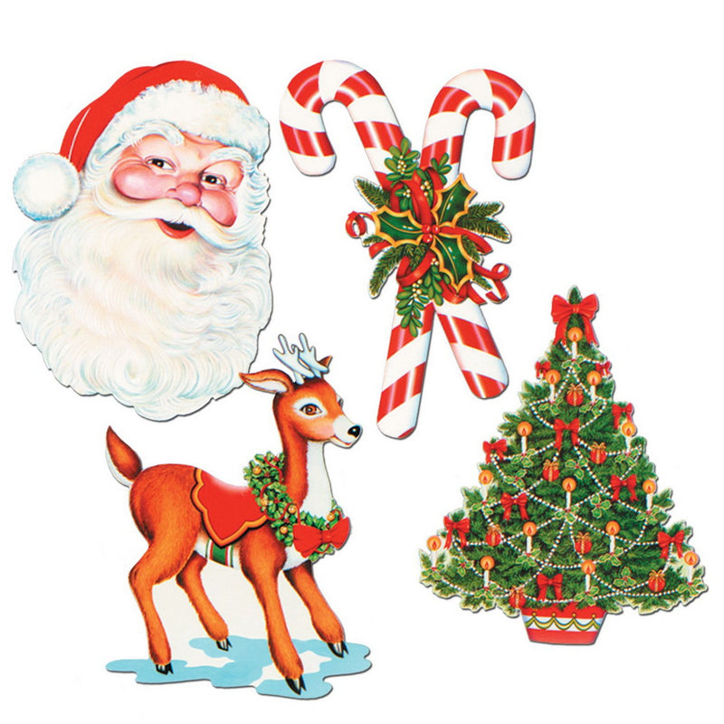 Christmas Cutouts – 16"-17" – (4/Pkg) by Beistle for Christmas and winter Printed