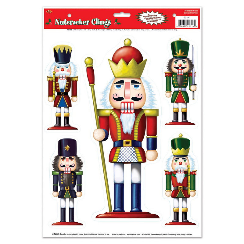 Nutcracker Clings – 12" x 17" Sh – (5/Sh) by Beistle for Christmas and winter Window Clings