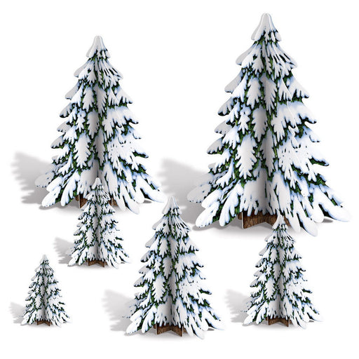 3-D Winter Pine Tree Centerpieces – 4"-12½" – (6/Pkg) by Beistle for Christmas and winter