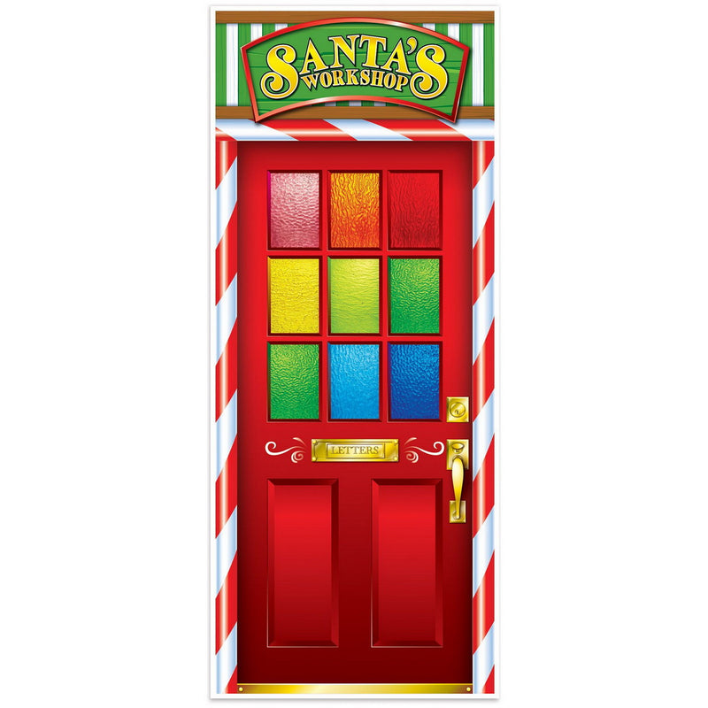 Santa's Workshop Door Cover – 6' x 30" – (1/Pkg) by Beistle for Christmas and winter Door Covers