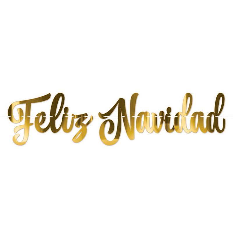 Foil Feliz Navidad Streamer – 12" x 4' 3" – (1/Pkg) by Beistle for Christmas and winter Streamers