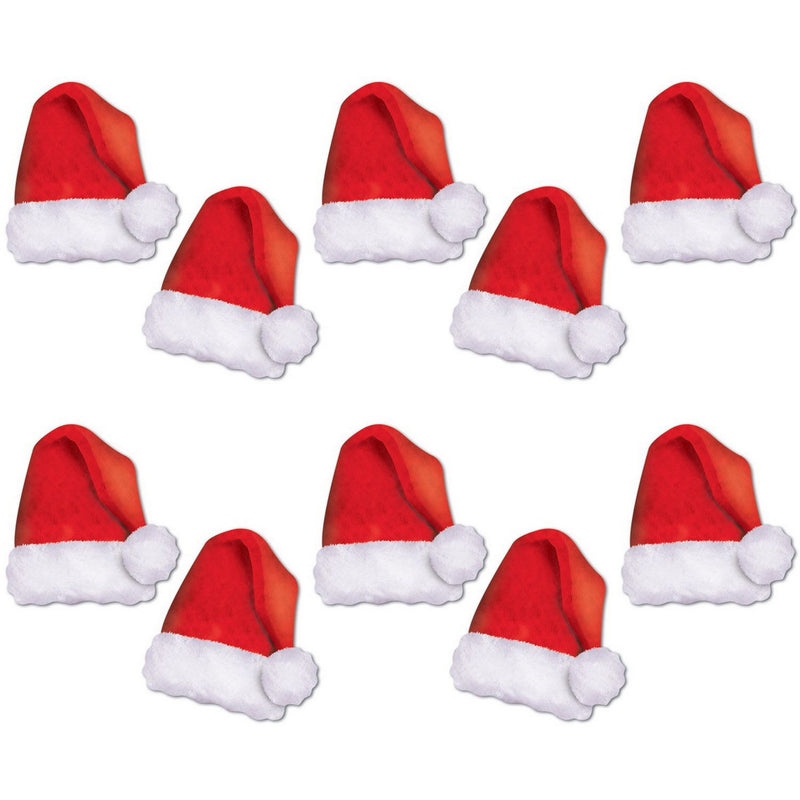 Mini Santa Hat Cutouts – 5" – (10/Pkg) by Beistle for Christmas and winter Printed