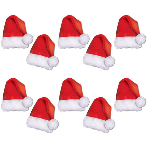 Mini Santa Hat Cutouts – 5" – (10/Pkg) by Beistle for Christmas and winter Printed
