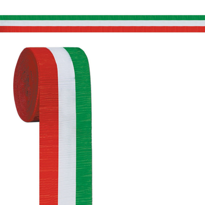 FR Red, White & Green Crepe Streamer – 2½" x 30' – (1/Pkg) by Beistle for Christmas and winter