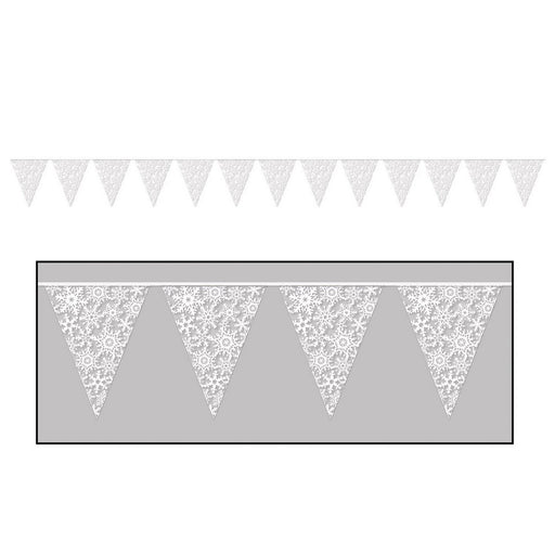 Snowflake Pennant Banner – 11" x 12' – (1/Pkg) by Beistle for Christmas and winter Pennant Banners