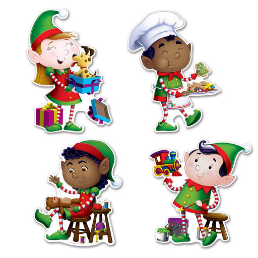 Elves Cutouts – 10½"-15¼" – (4/Pkg) by Beistle for Christmas and winter Printed