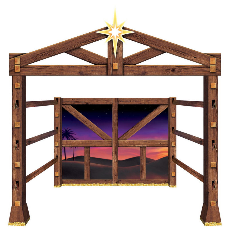 Nativity Scene Photo Prop Stand-Up – 8' 3½" x 8' 3¼" – (1/Box) by Beistle for Christmas and winter Photo Props