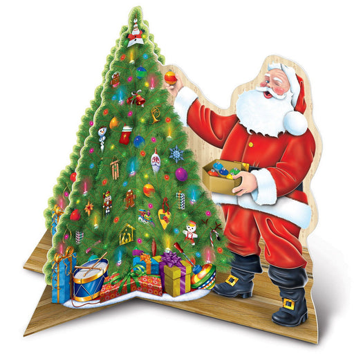3-D Santa w/Tree Centerpiece – 10" x 11" – (1/Pkg) by Beistle for Christmas and winter