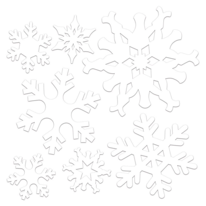 Plastic Die-Cut Snowflakes – 4½"-12" – (7/Pkg) by Beistle for Christmas and winter Plastic Decorations