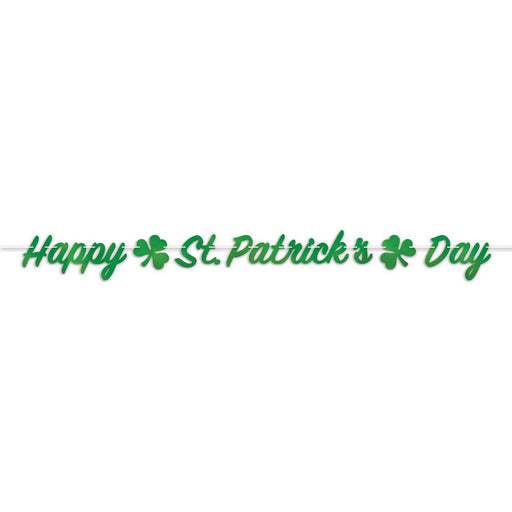 Foil Happy St Patrick's Day Streamer – 7¼" x 7' – (1/Pkg) by Beistle for St. Patrick's Day Streamers