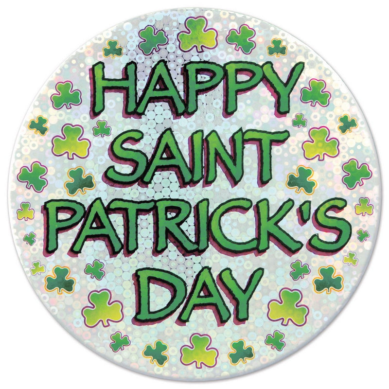 Happy St Patrick's Day Button – 3½" – (1/Card) by Beistle for St. Patrick's Day Buttons