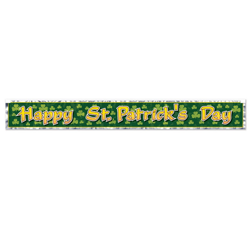 Met Happy St Patrick's Day Fringe Banner – 7½" x 5' – (1/Pkg) by Beistle for St. Patrick's Day Metallic Banners