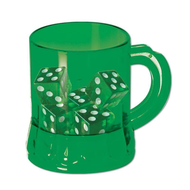 St Pat's "Mug Shot" w/Dice – 3 Oz – (6/Pkg) by Beistle for St. Patrick's Day Games