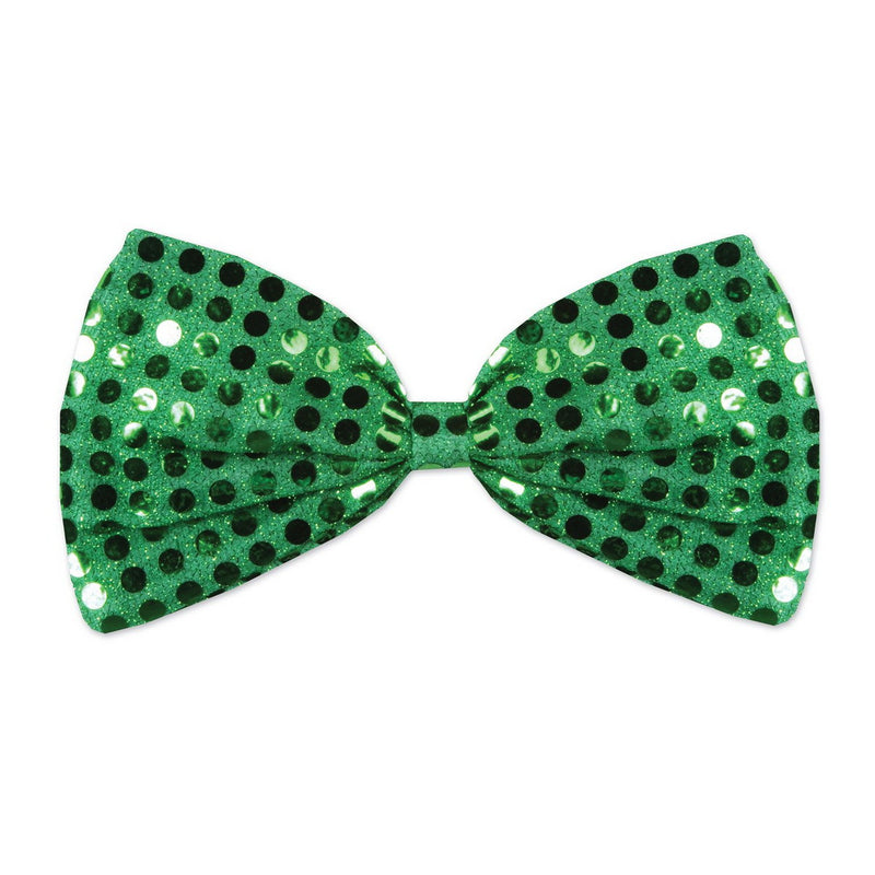Green Glitz 'N Gleam Bow Tie – 3" x 6½" – (1/Pkg) by Beistle for St. Patrick's Day Ties