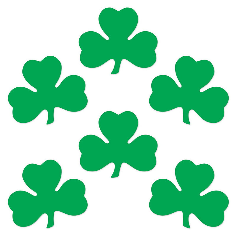 Pkgd Printed Shamrock Cutouts – 12" – (6/Pkg) by Beistle for St. Patrick's Day Silhouettes