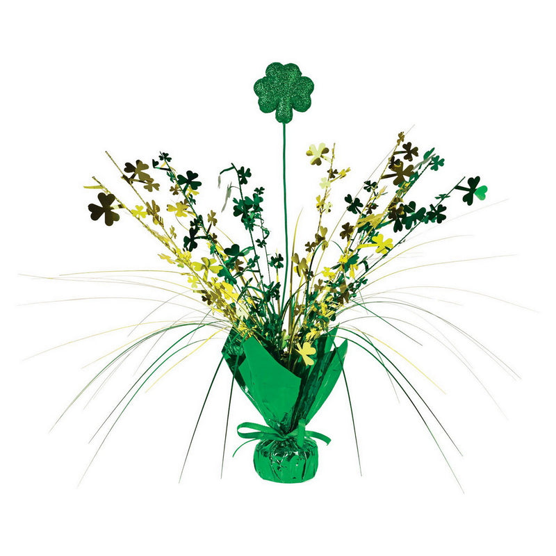 Shamrock Gleam 'N Spray Centerpiece – 15" – (1/Pkg) by Beistle for St. Patrick's Day Gleam 'N Burst
