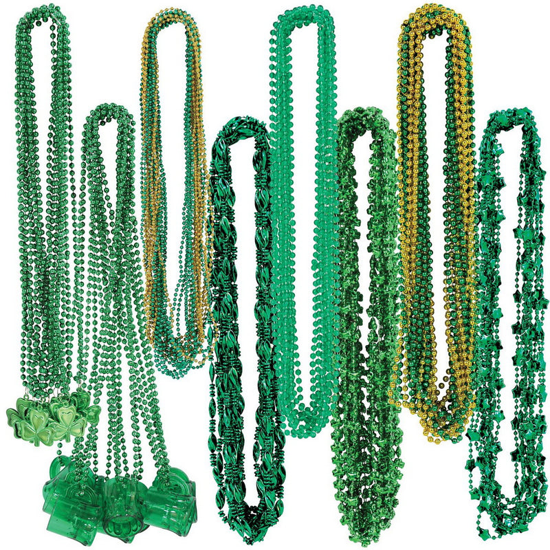 St Patrick's Bead Assortment – 24" & 33" – (100/Poly Bag) by Beistle for St. Patrick's Day Novelty Beads
