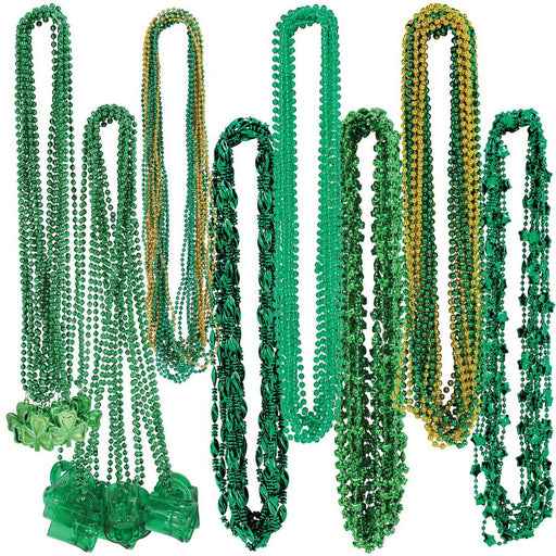 St Patrick's Bead Assortment – 24" & 33" – (100/Poly Bag) by Beistle for St. Patrick's Day Novelty Beads