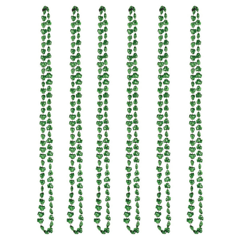 Mini Shamrock Beads – 33" – (6/Card) by Beistle for St. Patrick's Day Novelty Beads