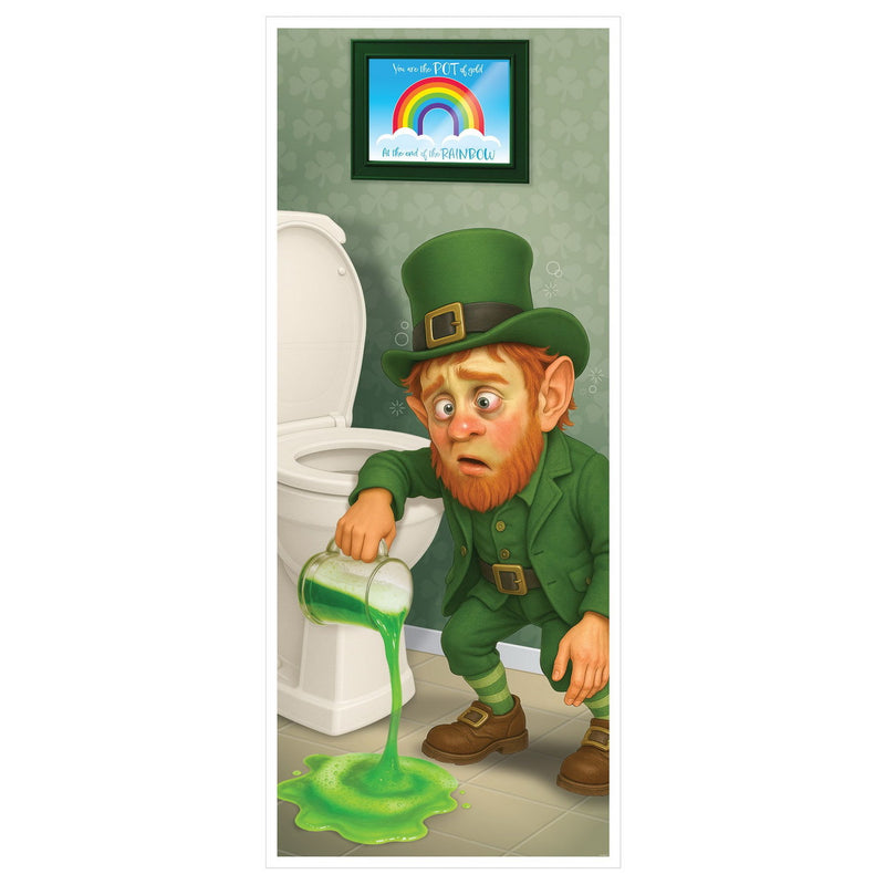 Leprechaun Restroom Door Cover – 6' x 30" – (1/Pkg) by Beistle for St. Patrick's Day Door Covers