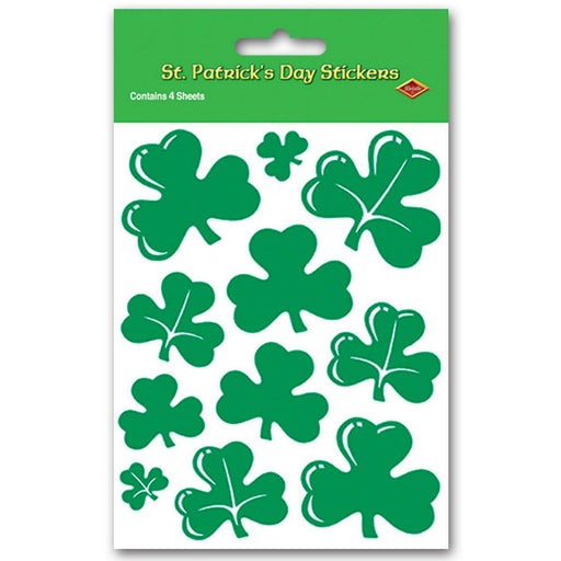 Shamrock Stickers – 4¾" x 7½" – (4 Shs/Pkg) by Beistle for St. Patrick's Day