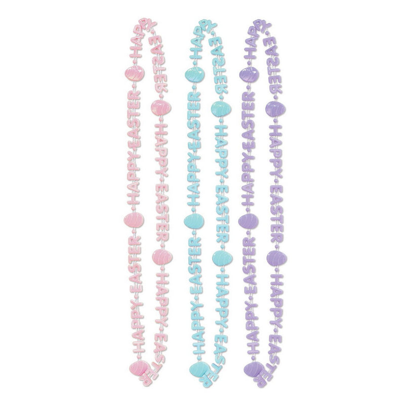 Happy Easter Beads-Of-Expression – 33" – (3/Card) by Beistle Novelty Beads