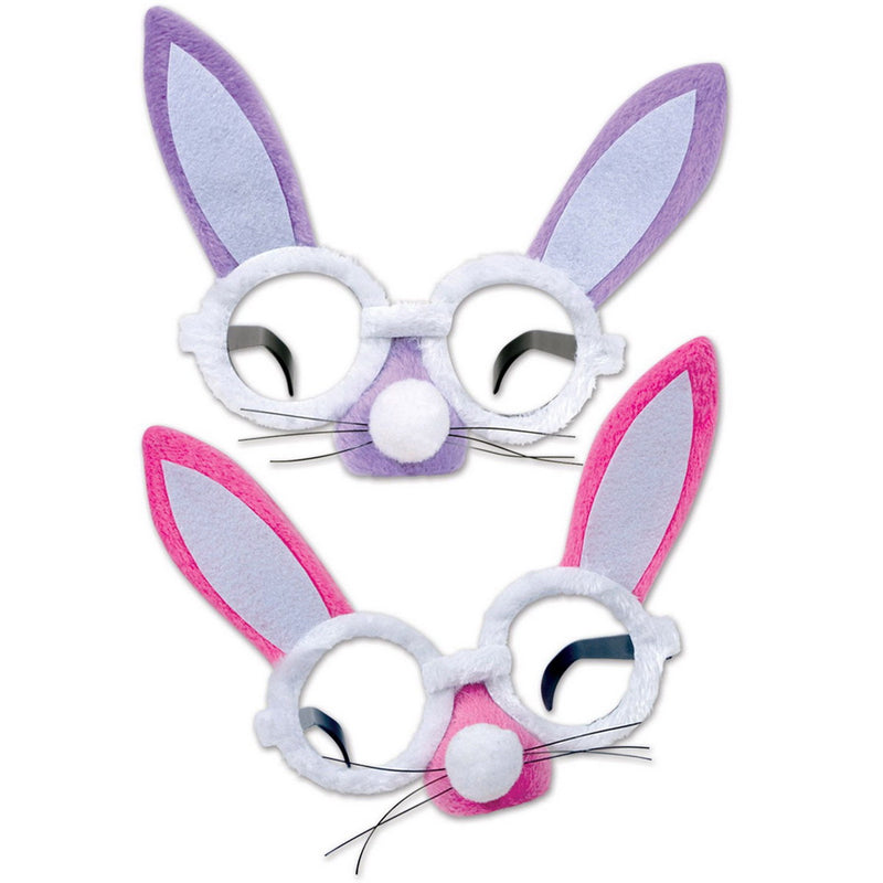 Plush Bunny Glasses – (1/Card) by Beistle for Easter Novelty Glasses